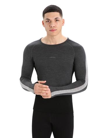 Icebreaker 200 ZoneKnit™ Merino Long Sleeve Crewe Miesten Base Layers Mustat | FI 1327GSOL